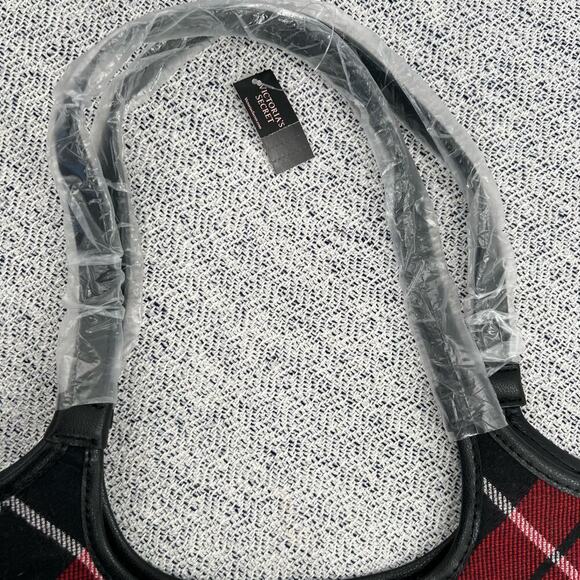 VICTORIAS‎ SECRET New Red/BlackTartan Plaid Magnetic Closure Shoulder Tote Bag - Picture 9 of 10